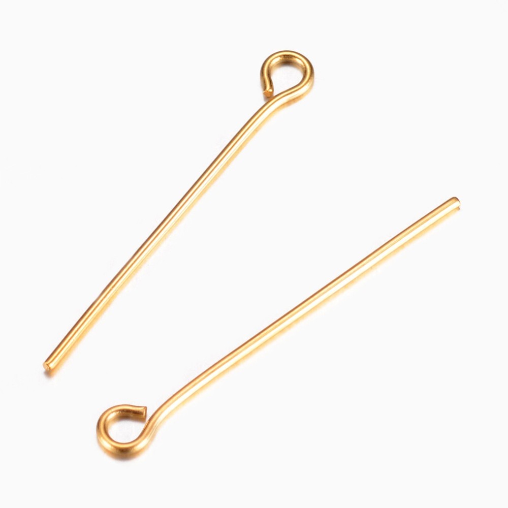 Jewelry Making Head Pins - 20 Adet Altın Paslanmaz Çelik Göz