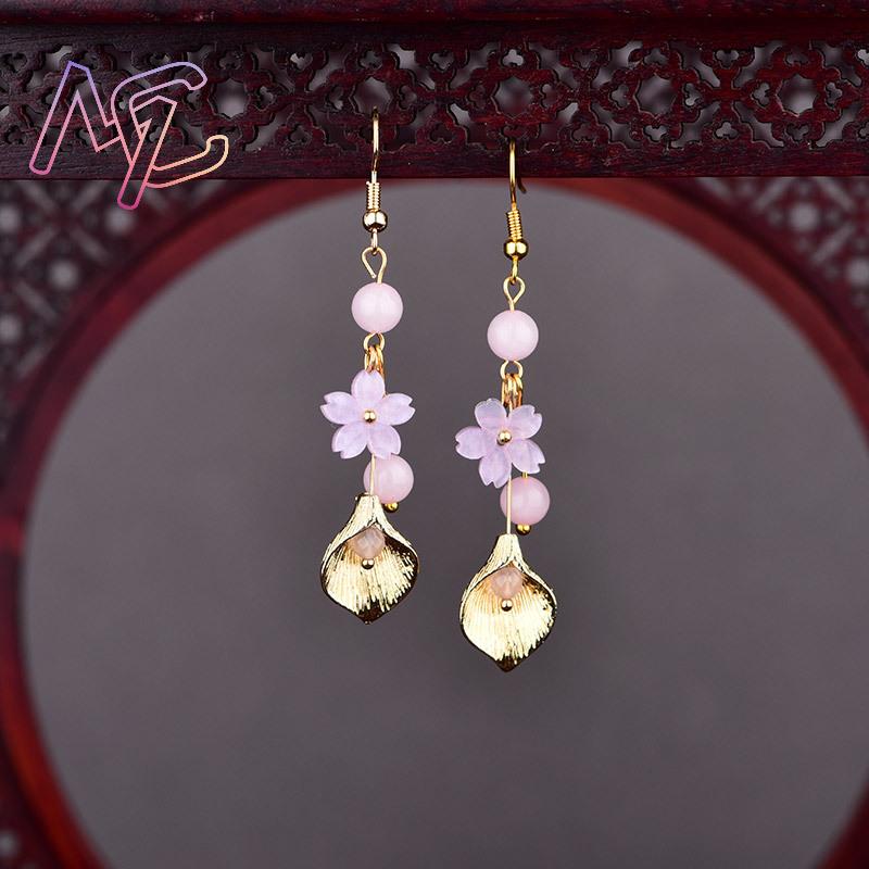 Pembe Doğal Yeşim Çiçek Küpe K - Jewelry Making Jewelry incelemesi ve fiyatı