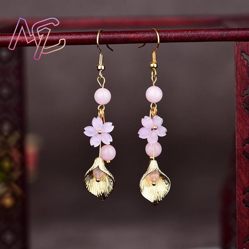 Pembe Doğal Yeşim Çiçek Küpe K - Jewelry Making Jewelry incelemesi ve fiyatı
