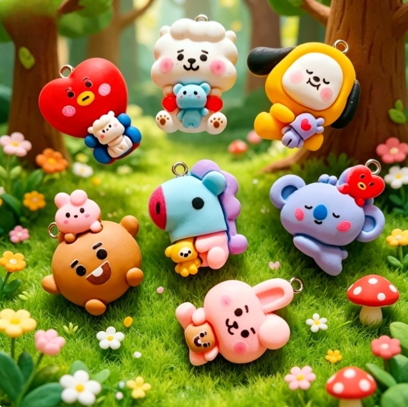 7 adet BT21 Reçine Karikatür F - Jewelry Making Parts incelemesi ve fiyatı